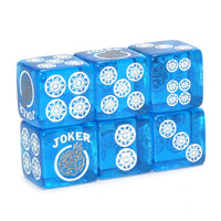Clear Winner - one pair of translucent blue dice with white and gold