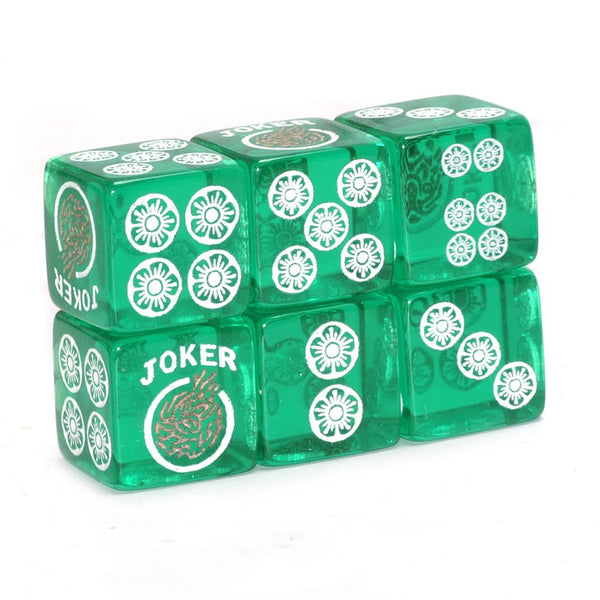 Clear Winner - one pair of translucent green dice with white and gold