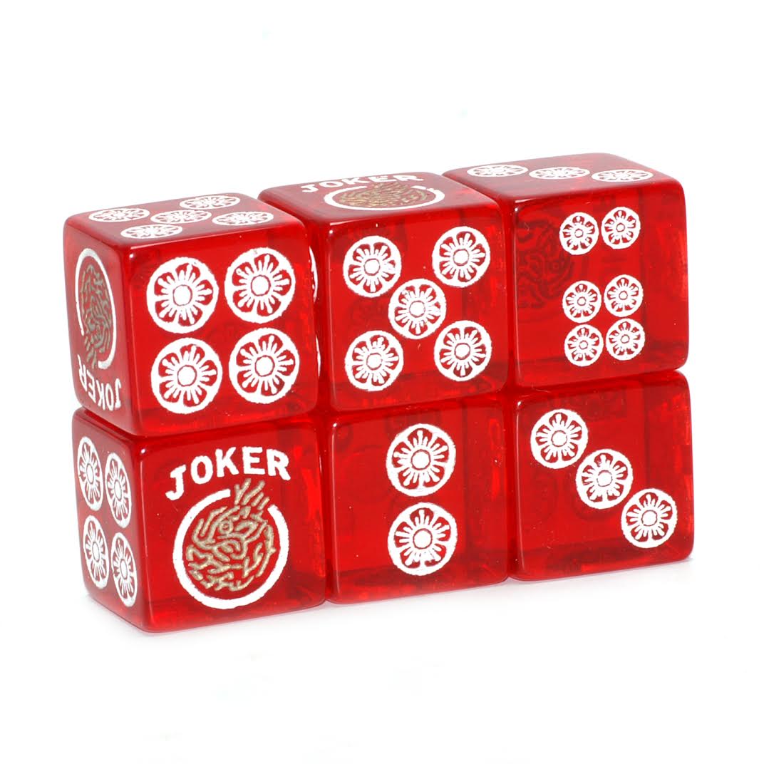 Clear Winner - one pair of translucent red dice with white and gold