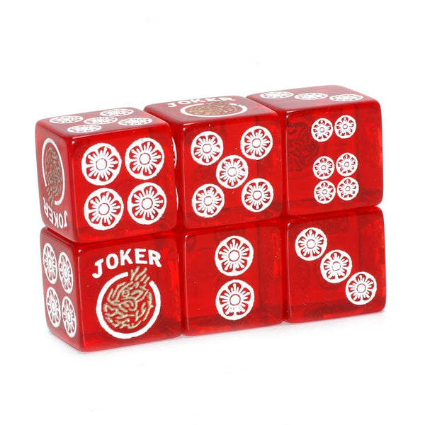 Clear Winner - one pair of translucent red dice with white and gold