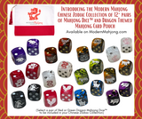 Chinese Zodiac Collector Set of Mahjong Dice™  - twelve pairs of 16 mm dice and Dragon Modern Mahjong Zipper Card Pouch