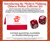 Chinese Zodiac Collector Set of Mahjong Dice™  - twelve pairs of 16 mm dice and Dragon Modern Mahjong Zipper Card Pouch