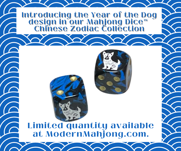 Year of the Dog Mahjong Dice™  - one pair of Dog 16 mm dice