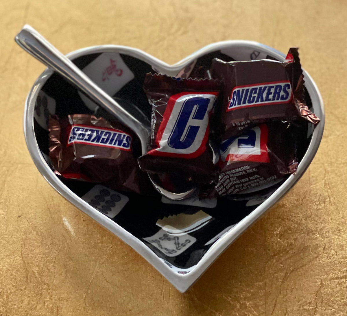 Mah Jongg Tile Heart Shaped Bowl and Heart Spoon