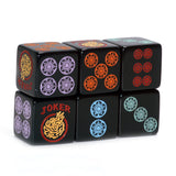 Rainbow Roll - the Sequel - one pair of slightly larger 19mm black dice with multicolors