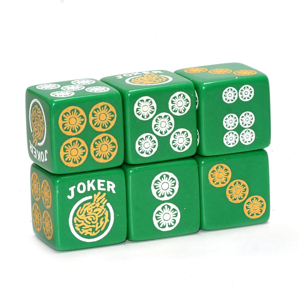 One Joker Away - one pair of green dice with white and yellow