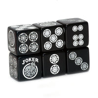 One Joker Away - one pair of black dice with white, silver