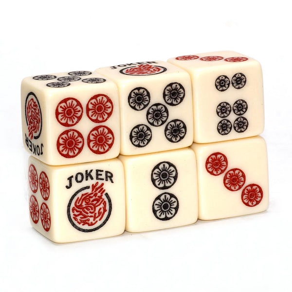 One Joker Away - One pair of ivory dice with red and black
