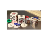 Jumbo Mahjong One Joker Away - one pair of 25mm white dice with red and black