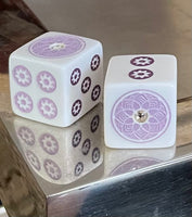 Bling & Shine Purple with Clear Stone to benefit Alzheimer's - one pair 19 mm white dice with purple & clear stone