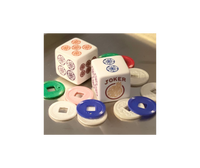 Jumbo Rainbow Roll - one pair of 25mm white dice with multicolors